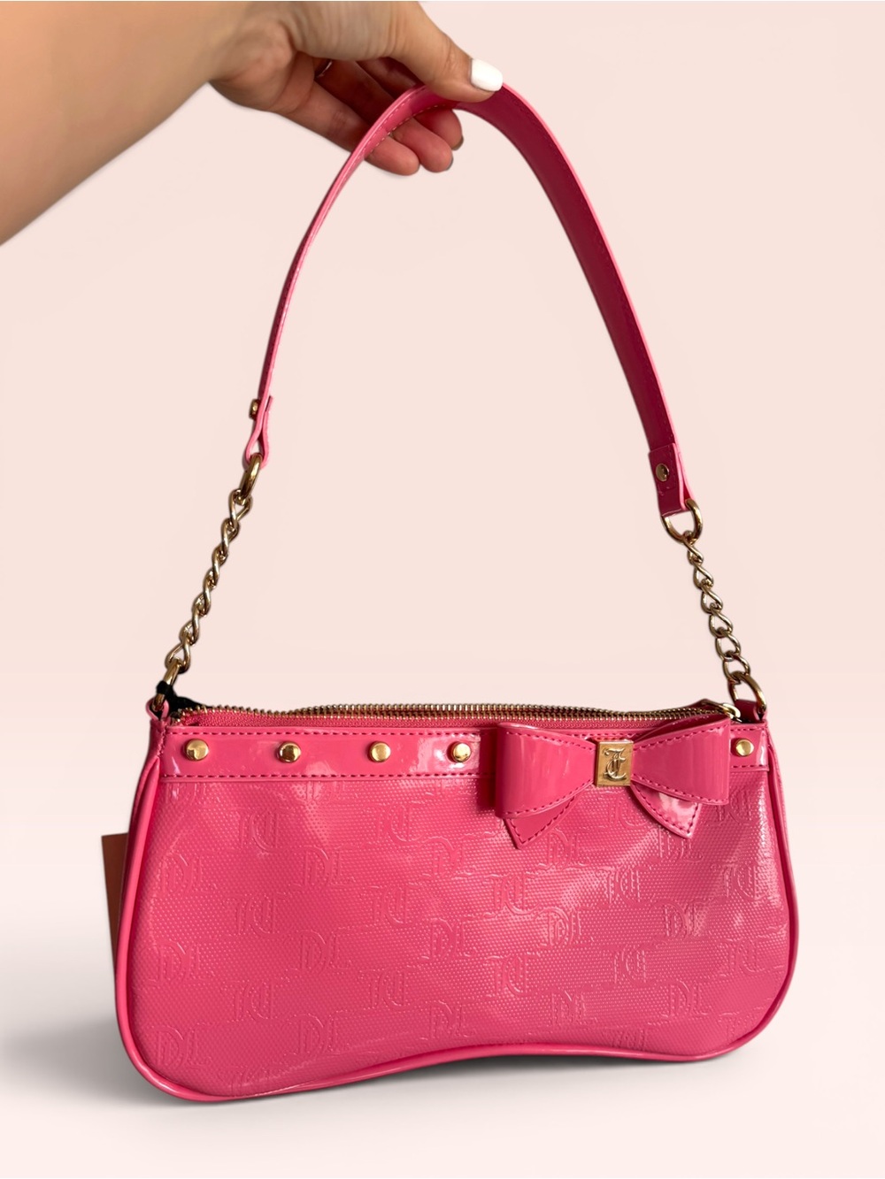 🆕 Juicy Couture Pink Lemonade For The Girls Saddle Shoulder Bag Patent Hot Pink